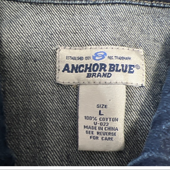 Anchor Dark Blue Denim Jacket Button Up Front - Picture 11 of 12